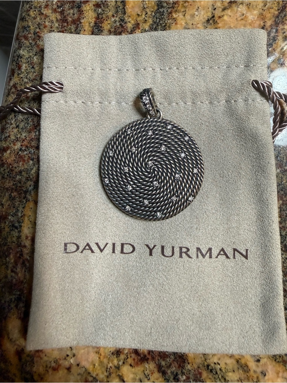 David Yurman Midnight Melange Authentic Large Pendant Enhancer Sterling EUC
